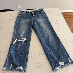 Lovervet Frayed Hem Distressed Blue Jeans